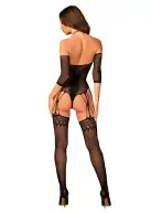 Нейлоновый бодистокинг с имитацией чулок Obsessive Bodystocking G333 S/M/L, black, с доступом photo 2