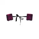Атласные наручники-манжеты на лентах Obsessive Roseberry cuffs, pink, украшена кружевом photo 1