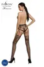 Эротические колготки-бодистокинг Passion ECO S004 black, закрытые трусики, декор, подвязки photo 2