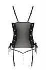 Сетчатый корсет из экокожи Passion Malwia Corset 6XL/7XL black, с люверсами и съемными пажами photo 4