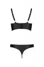 Комплект из экокожи Passion Malwia Bikini 4XL/5XL black, с люверсами и ремешками, бра, трусики photo 4