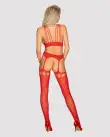 Бодистокинг Obsessive Bodystocking G313 S/M/L red, шнуровка, геометрический декор photo 4