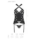 Сетчатый комплект с узором: корсет с халтером, подвязки, трусики Hima Corset black XXL/XXXL-Passion photo 7