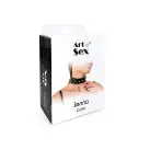 Ошейник из натуральной кожи с заклепками и стразами Art of Sex - Jenna Collar, Черный photo 4