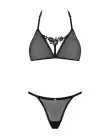 Полупрозрачный комплект Obsessive Celia Noir 2-pcs set XL/2XL, бюстгальтер, стринги photo 3