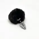 Металлическая анальная пробка Кроличий хвостик Alive Fluffy Twist Plug S Black, диаметр 2,9 см photo 2