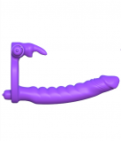 Эрекционное кольцо Silicone Double Penetrator Rabbit для двойного проникновения фиолетовое с вибраци photo 1